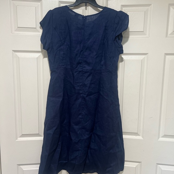 LINTICO 100%  Linen Blue Midi Dress Size XL lagenlook minimalist coastal beach - Picture 5 of 11